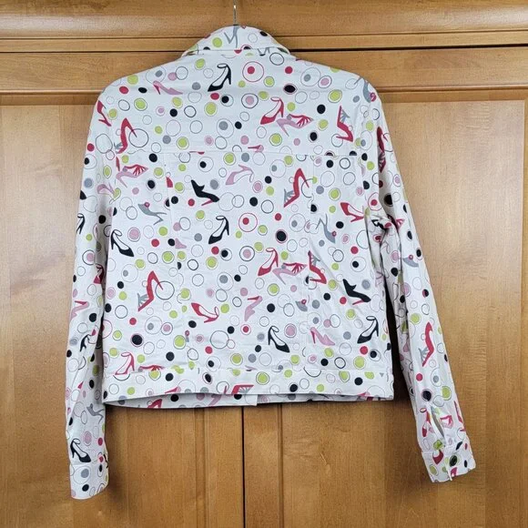 Mechant High Heeled Shoes Novelty Print Cream Jacket - M - Picture 4 of 10